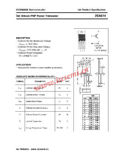 Inchange Semiconductor 2sa614  . Electronic Components Datasheets Active components Transistors Inchange Semiconductor 2sa614.pdf