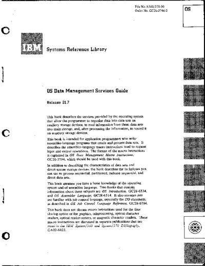 IBM GC26-3746-2 OS Data Management Services Guide Rel 21.7 Jul73  IBM 360 os R21.7_Apr73 GC26-3746-2_OS_Data_Management_Services_Guide_Rel_21.7_Jul73.pdf