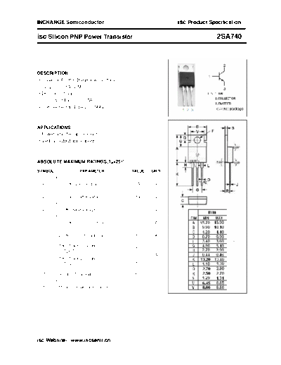 Inchange Semiconductor 2sa740  . Electronic Components Datasheets Active components Transistors Inchange Semiconductor 2sa740.pdf