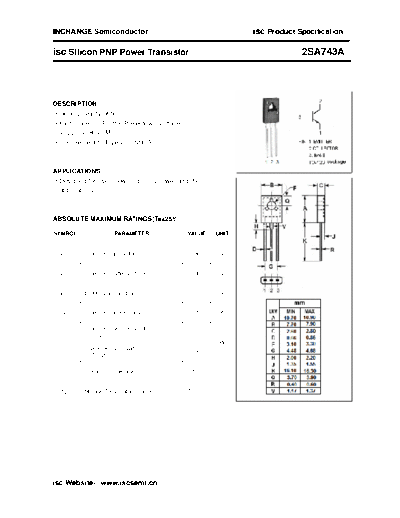 Inchange Semiconductor 2sa743a  . Electronic Components Datasheets Active components Transistors Inchange Semiconductor 2sa743a.pdf