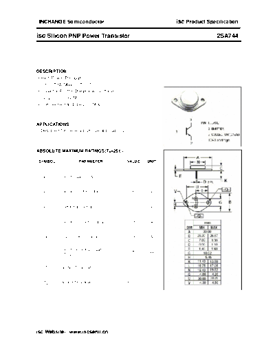 Inchange Semiconductor 2sa744  . Electronic Components Datasheets Active components Transistors Inchange Semiconductor 2sa744.pdf