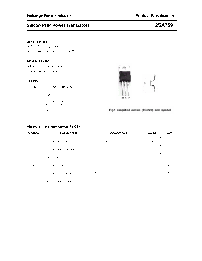 . Electronic Components Datasheets 2sa769  . Electronic Components Datasheets Active components Transistors Inchange Semiconductor 2sa769.pdf