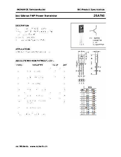 Inchange Semiconductor 2sa795  . Electronic Components Datasheets Active components Transistors Inchange Semiconductor 2sa795.pdf