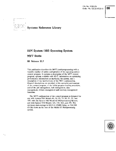 IBM GC28-6720-5 MVT Guide Rel 21.7 Aug74  IBM 360 os R21.7_Apr73 GC28-6720-5_MVT_Guide_Rel_21.7_Aug74.pdf