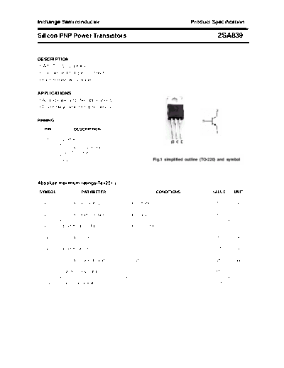 Inchange Semiconductor 2sa839  . Electronic Components Datasheets Active components Transistors Inchange Semiconductor 2sa839.pdf