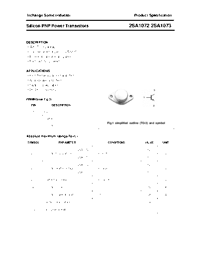 Inchange Semiconductor 2sa1072-73  . Electronic Components Datasheets Active components Transistors Inchange Semiconductor 2sa1072-73.pdf