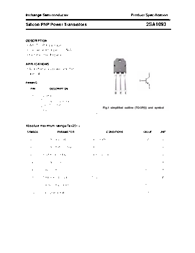 Inchange Semiconductor 2sa1093  . Electronic Components Datasheets Active components Transistors Inchange Semiconductor 2sa1093.pdf