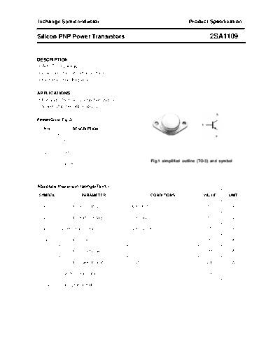 Inchange Semiconductor 2sa1109  . Electronic Components Datasheets Active components Transistors Inchange Semiconductor 2sa1109.pdf