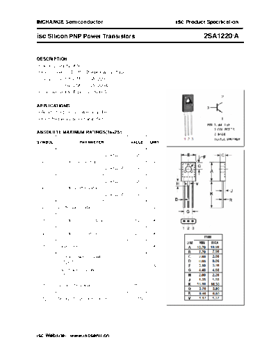 Inchange Semiconductor 2sa1220 a  . Electronic Components Datasheets Active components Transistors Inchange Semiconductor 2sa1220_a.pdf