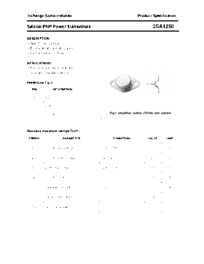 Inchange Semiconductor 2sa1250  . Electronic Components Datasheets Active components Transistors Inchange Semiconductor 2sa1250.pdf