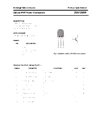 Inchange Semiconductor 2sa1265n  . Electronic Components Datasheets Active components Transistors Inchange Semiconductor 2sa1265n.pdf