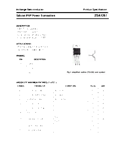 Inchange Semiconductor 2sa1261  . Electronic Components Datasheets Active components Transistors Inchange Semiconductor 2sa1261.pdf