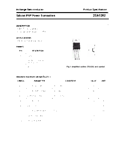 Inchange Semiconductor 2sa1262  . Electronic Components Datasheets Active components Transistors Inchange Semiconductor 2sa1262.pdf