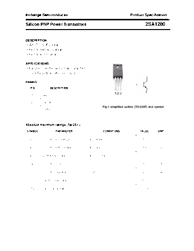 Inchange Semiconductor 2sa1280  . Electronic Components Datasheets Active components Transistors Inchange Semiconductor 2sa1280.pdf