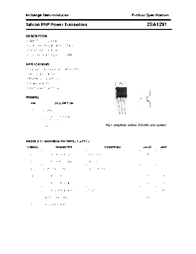 Inchange Semiconductor 2sa1291  . Electronic Components Datasheets Active components Transistors Inchange Semiconductor 2sa1291.pdf