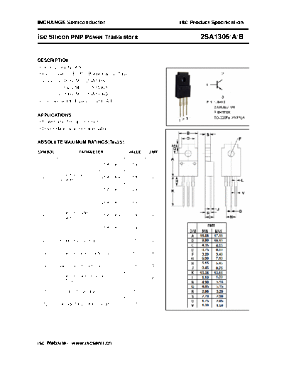 Inchange Semiconductor 2sa1306 a b  . Electronic Components Datasheets Active components Transistors Inchange Semiconductor 2sa1306_a_b.pdf