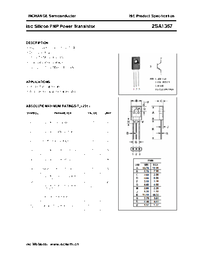 Inchange Semiconductor 2sa1357  . Electronic Components Datasheets Active components Transistors Inchange Semiconductor 2sa1357.pdf