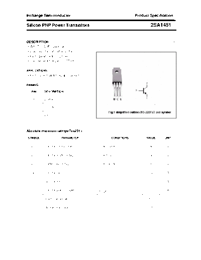 Inchange Semiconductor 2sa1451  . Electronic Components Datasheets Active components Transistors Inchange Semiconductor 2sa1451.pdf