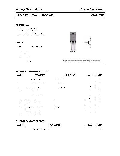 Inchange Semiconductor 2sa1599  . Electronic Components Datasheets Active components Transistors Inchange Semiconductor 2sa1599.pdf