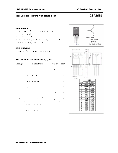 Inchange Semiconductor 2sa1659  . Electronic Components Datasheets Active components Transistors Inchange Semiconductor 2sa1659.pdf