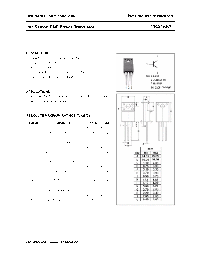 Inchange Semiconductor 2sa1667  . Electronic Components Datasheets Active components Transistors Inchange Semiconductor 2sa1667.pdf