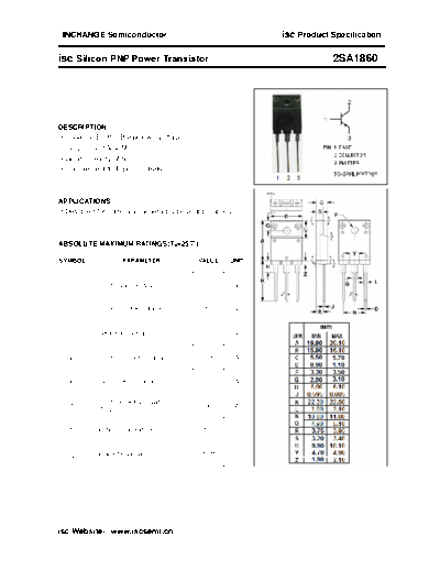 Inchange Semiconductor 2sa1860  . Electronic Components Datasheets Active components Transistors Inchange Semiconductor 2sa1860.pdf