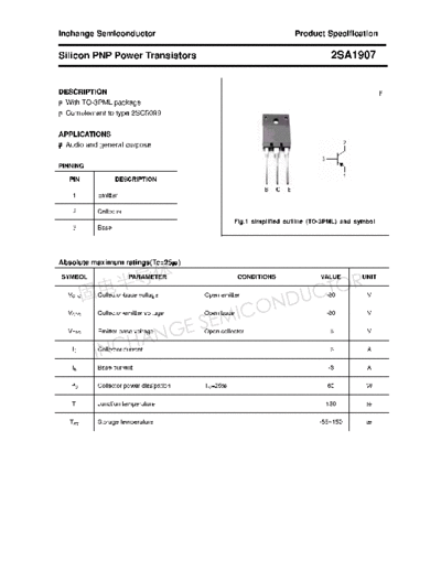 Inchange Semiconductor 2sa1907  . Electronic Components Datasheets Active components Transistors Inchange Semiconductor 2sa1907.pdf