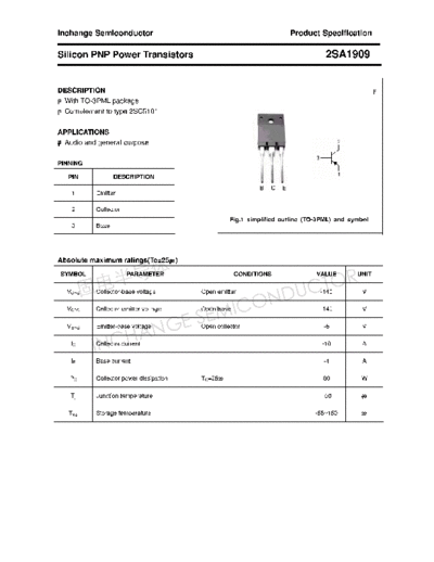 Inchange Semiconductor 2sa1909  . Electronic Components Datasheets Active components Transistors Inchange Semiconductor 2sa1909.pdf