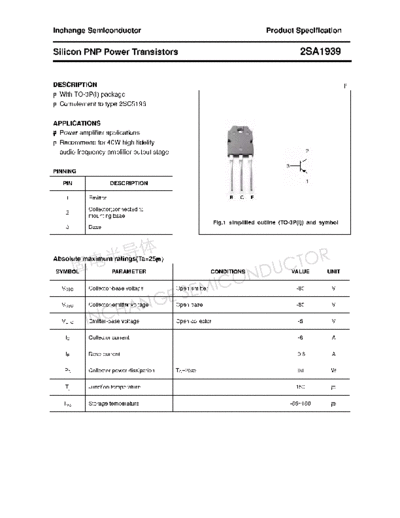 Inchange Semiconductor 2sa1939  . Electronic Components Datasheets Active components Transistors Inchange Semiconductor 2sa1939.pdf