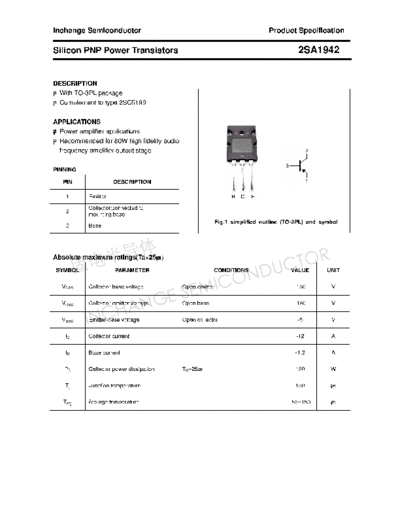 Inchange Semiconductor 2sa1942  . Electronic Components Datasheets Active components Transistors Inchange Semiconductor 2sa1942.pdf