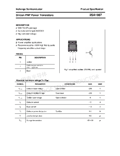 Inchange Semiconductor 2sa1987  . Electronic Components Datasheets Active components Transistors Inchange Semiconductor 2sa1987.pdf