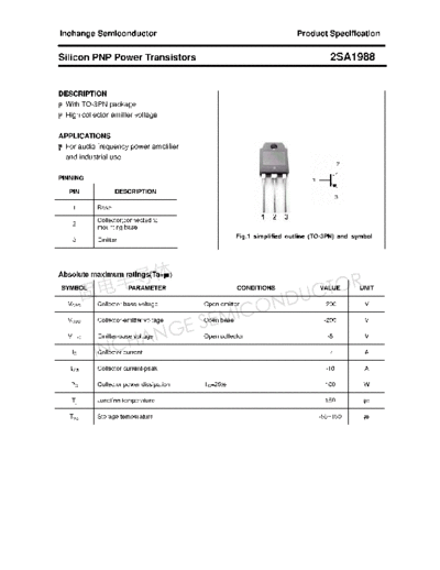 Inchange Semiconductor 2sa1988  . Electronic Components Datasheets Active components Transistors Inchange Semiconductor 2sa1988.pdf