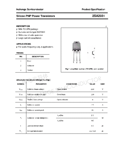 Inchange Semiconductor 2sa2031  . Electronic Components Datasheets Active components Transistors Inchange Semiconductor 2sa2031.pdf