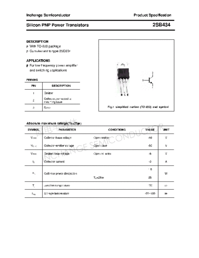 Inchange Semiconductor 2sb434  . Electronic Components Datasheets Active components Transistors Inchange Semiconductor 2sb434.pdf