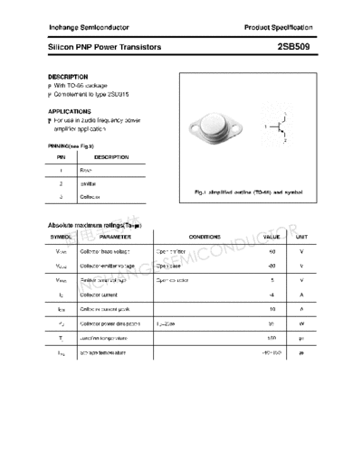 Inchange Semiconductor 2sb509  . Electronic Components Datasheets Active components Transistors Inchange Semiconductor 2sb509.pdf