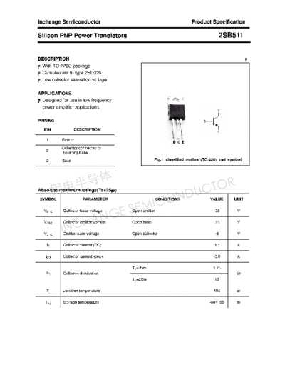 Inchange Semiconductor 2sb511  . Electronic Components Datasheets Active components Transistors Inchange Semiconductor 2sb511.pdf