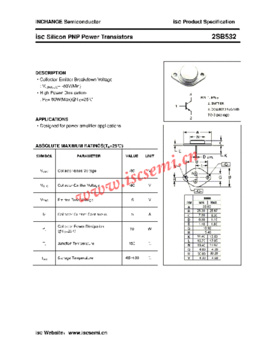 . Electronic Components Datasheets 2sb532  . Electronic Components Datasheets Active components Transistors Inchange Semiconductor 2sb532.pdf