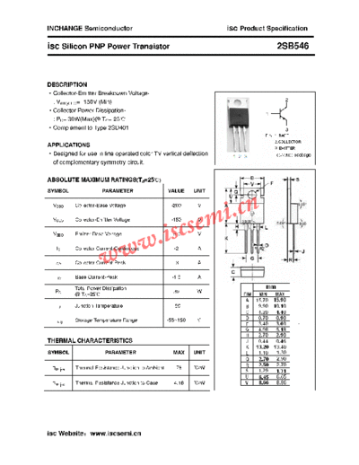 Inchange Semiconductor 2sb546  . Electronic Components Datasheets Active components Transistors Inchange Semiconductor 2sb546.pdf
