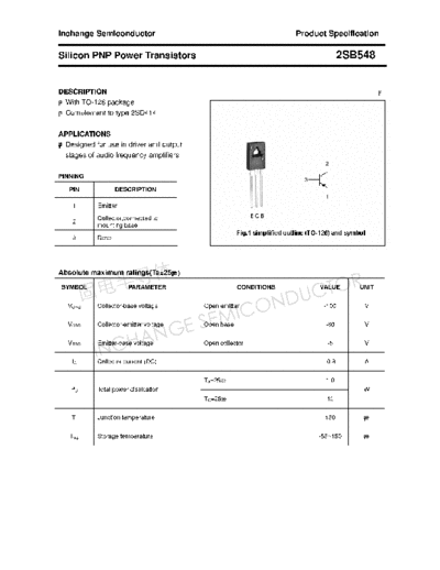 Inchange Semiconductor 2sb548  . Electronic Components Datasheets Active components Transistors Inchange Semiconductor 2sb548.pdf