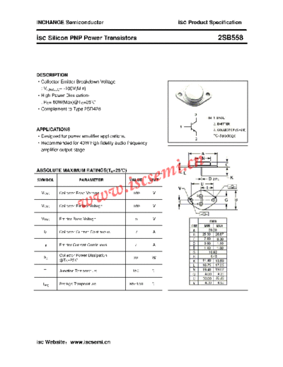 Inchange Semiconductor 2sb558  . Electronic Components Datasheets Active components Transistors Inchange Semiconductor 2sb558.pdf