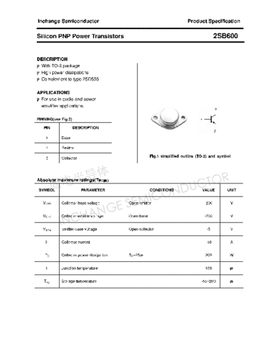 . Electronic Components Datasheets 2sb600  . Electronic Components Datasheets Active components Transistors Inchange Semiconductor 2sb600.pdf