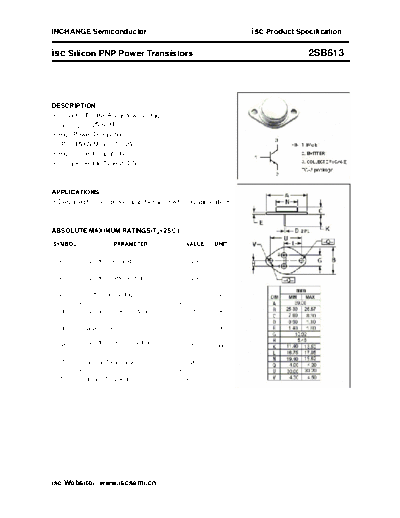 Inchange Semiconductor 2sb613  . Electronic Components Datasheets Active components Transistors Inchange Semiconductor 2sb613.pdf