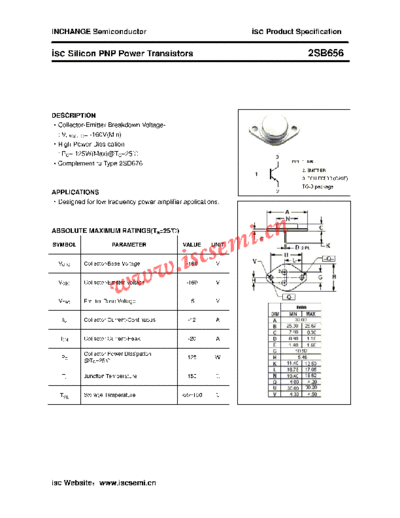 Inchange Semiconductor 2sb656  . Electronic Components Datasheets Active components Transistors Inchange Semiconductor 2sb656.pdf
