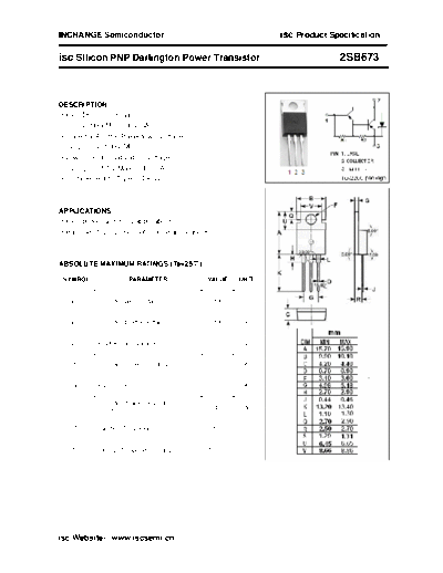 Inchange Semiconductor 2sb673  . Electronic Components Datasheets Active components Transistors Inchange Semiconductor 2sb673.pdf