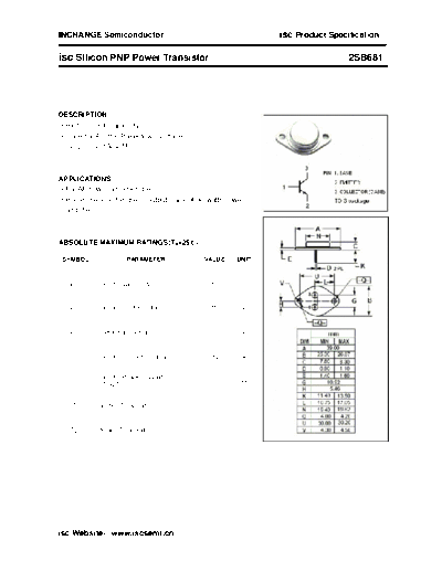 Inchange Semiconductor 2sb681  . Electronic Components Datasheets Active components Transistors Inchange Semiconductor 2sb681.pdf