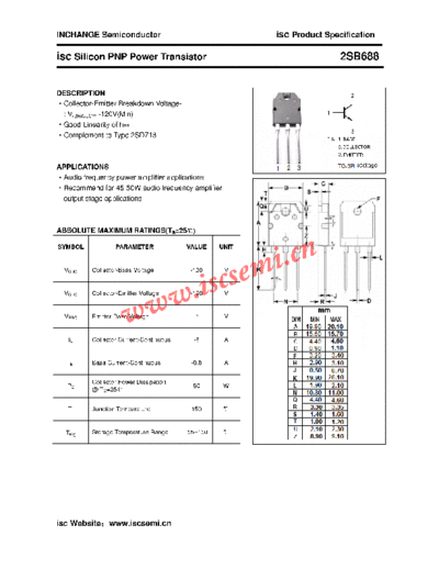Inchange Semiconductor 2sb688  . Electronic Components Datasheets Active components Transistors Inchange Semiconductor 2sb688.pdf
