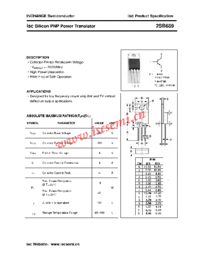 Inchange Semiconductor 2sb689  . Electronic Components Datasheets Active components Transistors Inchange Semiconductor 2sb689.pdf