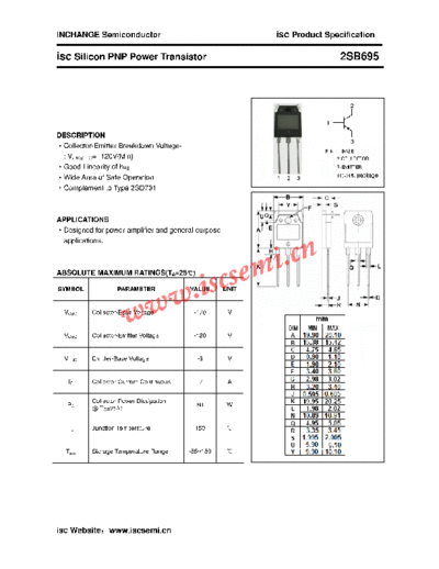 Inchange Semiconductor 2sb695  . Electronic Components Datasheets Active components Transistors Inchange Semiconductor 2sb695.pdf