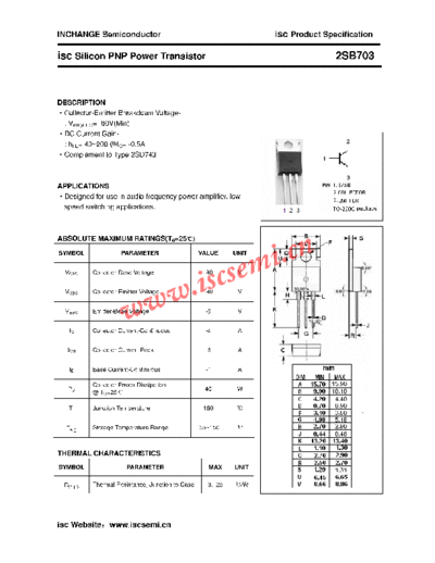 Inchange Semiconductor 2sb703  . Electronic Components Datasheets Active components Transistors Inchange Semiconductor 2sb703.pdf