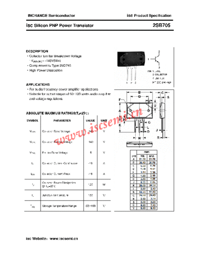 Inchange Semiconductor 2sb705  . Electronic Components Datasheets Active components Transistors Inchange Semiconductor 2sb705.pdf